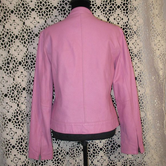Women's Pink Leather Jacket - Picture 2 of 5